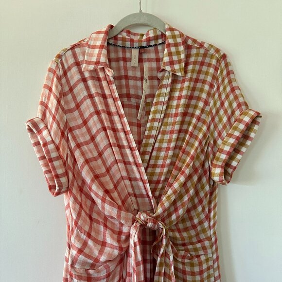 NWT - Anthropologie Pilcro Twist-Front Shirt Dress, L - Picture 1 of 6